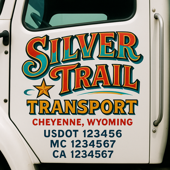 Truck Door Decal Sticker Lettering With USDOT, MC, CA, KYU, GVW & More | Custom Truck Door Decal Sticker Signs (Set of 2)