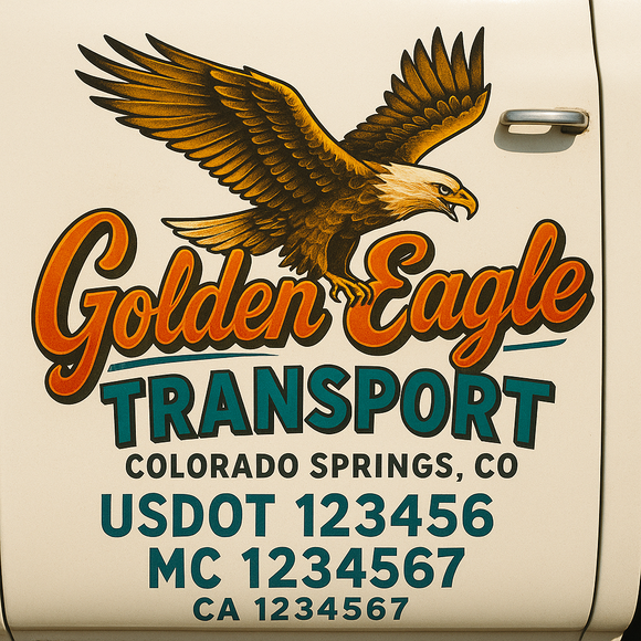 Truck Door Decal Sticker Lettering With USDOT, MC, CA, KYU, GVW & More | Custom Truck Door Decal Sticker Signs (Set of 2)