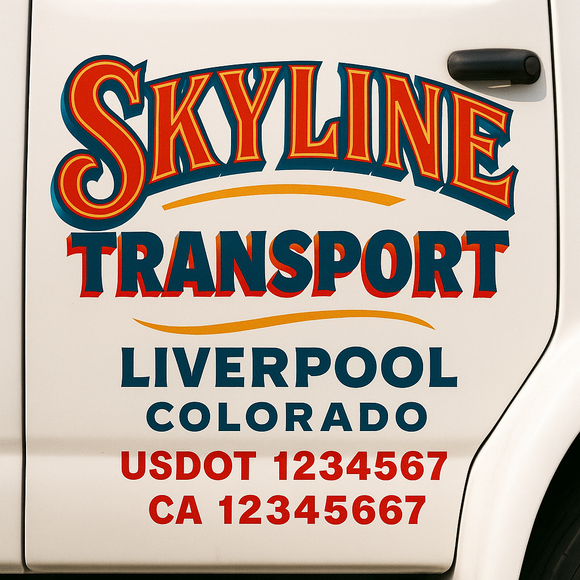 Truck Door Decal Sticker Lettering With USDOT, MC, CA, KYU, GVW & More | Custom Truck Door Decal Sticker Signs (Set of 2)