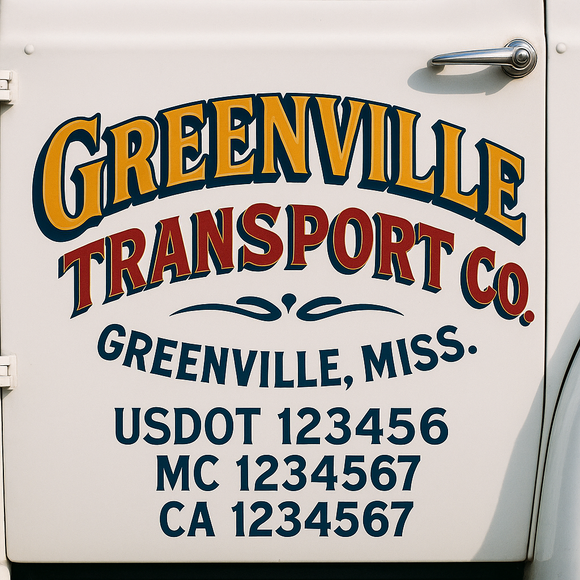 Truck Door Decal Sticker Lettering With USDOT, MC, CA, KYU, GVW & More | Custom Truck Door Decal Sticker Signs (Set of 2)