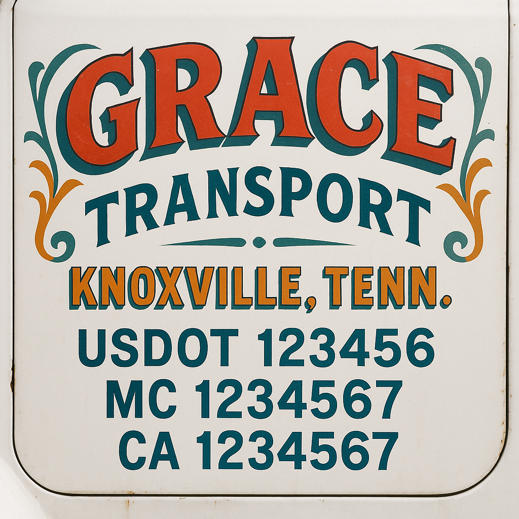 Truck Door Decal Sticker Lettering With USDOT, MC, CA, KYU, GVW & More ...