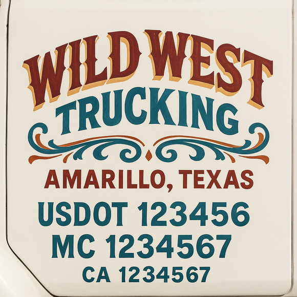 Truck Door Decal Sticker Lettering With USDOT, MC, CA, KYU, GVW & More | Custom Truck Door Decal Sticker Signs (Set of 2)