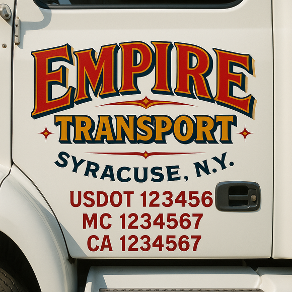 Truck Door Decal Sticker Lettering With USDOT, MC, CA, KYU, GVW & More | Custom Truck Door Decal Sticker Signs (Set of 2)