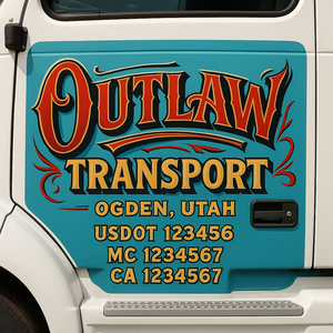 Truck Door Decal Sticker Lettering With USDOT, MC, CA, KYU, GVW & More | Custom Truck Door Decal Sticker Signs (Set of 2)