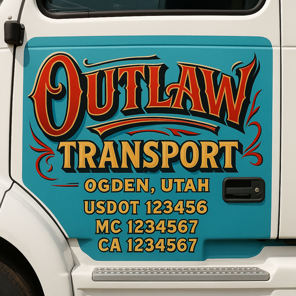 Truck Door Decal Sticker Lettering With USDOT, MC, CA, KYU, GVW & More | Custom Truck Door Decal Sticker Signs (Set of 2)