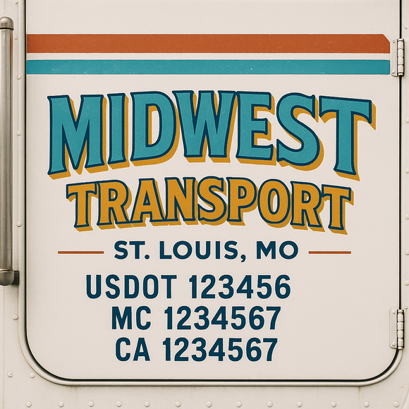 Truck Door Decal Sticker Lettering With USDOT, MC, CA, KYU, GVW & More | Custom Truck Door Decal Sticker Signs (Set of 2)