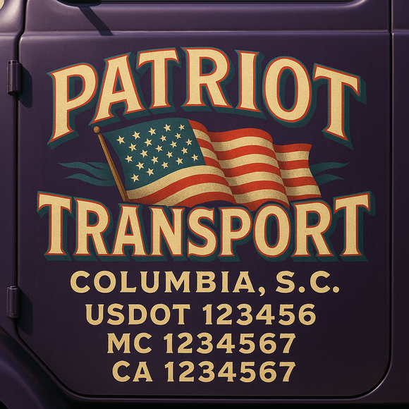 Truck Door Decal Sticker Lettering With USDOT, MC, CA, KYU, GVW & More | Custom Truck Door Decal Sticker Signs (Set of 2)