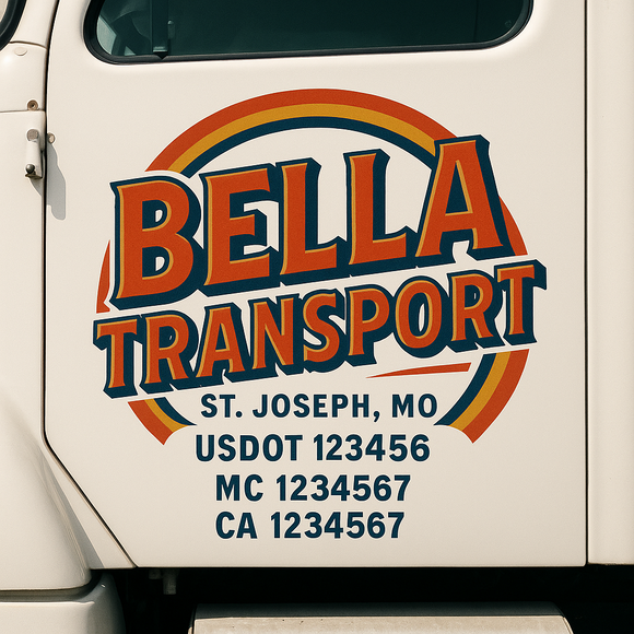 Truck Door Decal Sticker Lettering With USDOT, MC, CA, KYU, GVW & More | Custom Truck Door Decal Sticker Signs (Set of 2)