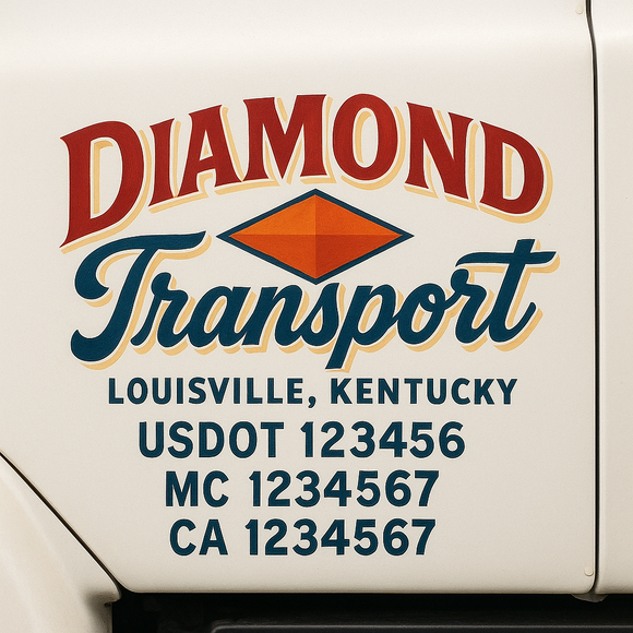 Truck Door Decal Sticker Lettering With USDOT, MC, CA, KYU, GVW & More | Custom Truck Door Decal Sticker Signs (Set of 2)