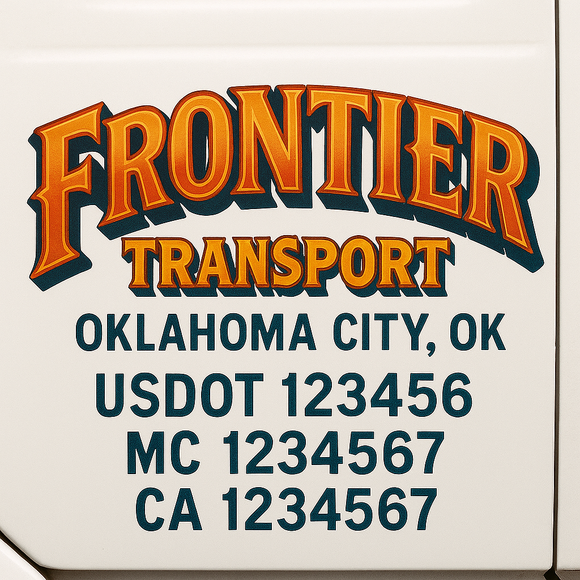 Truck Door Decal Sticker Lettering With USDOT, MC, CA, KYU, GVW & More | Custom Truck Door Decal Sticker Signs (Set of 2)