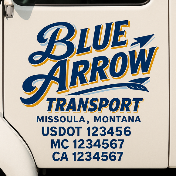 Truck Door Decal Sticker Lettering With USDOT, MC, CA, KYU, GVW & More | Custom Truck Door Decal Sticker Signs (Set of 2)