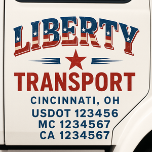 Truck Door Decal Sticker Lettering With USDOT, MC, CA, KYU, GVW & More | Custom Truck Door Decal Sticker Signs (Set of 2)