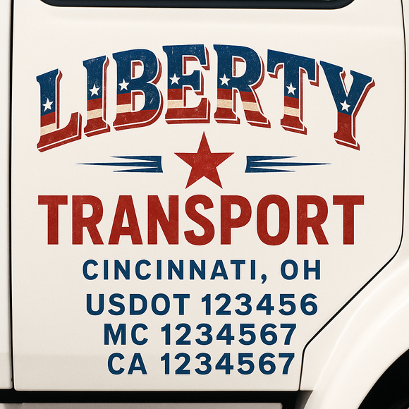 Truck Door Decal Sticker Lettering With USDOT, MC, CA, KYU, GVW & More | Custom Truck Door Decal Sticker Signs (Set of 2)