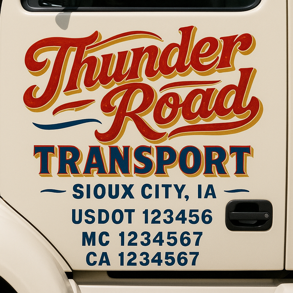 Truck Door Decal Sticker Lettering With USDOT, MC, CA, KYU, GVW & More | Custom Truck Door Decal Sticker Signs (Set of 2)