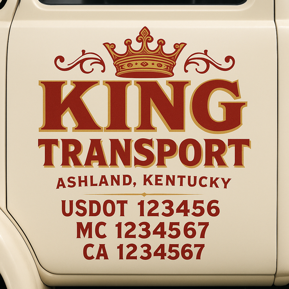 Truck Door Decal Sticker Lettering With USDOT, MC, CA, KYU, GVW & More | Custom Truck Door Decal Sticker Signs (Set of 2)