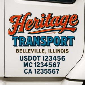 Truck Door Decal Sticker Lettering With USDOT, MC, CA, KYU, GVW & More | Custom Truck Door Decal Sticker Signs (Set of 2)
