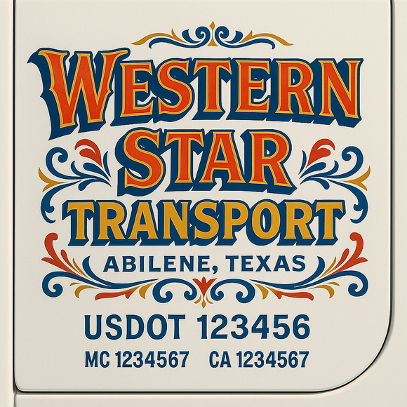 Truck Door Decal Sticker Lettering With USDOT, MC, CA, KYU, GVW & More | Custom Truck Door Decal Sticker Signs (Set of 2)