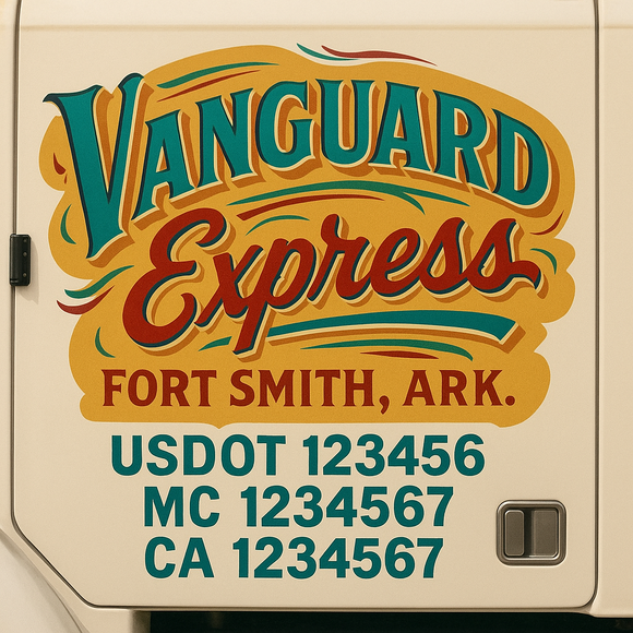 Truck Door Decal Sticker Lettering With USDOT, MC, CA, KYU, GVW & More | Custom Truck Door Decal Sticker Signs (Set of 2)