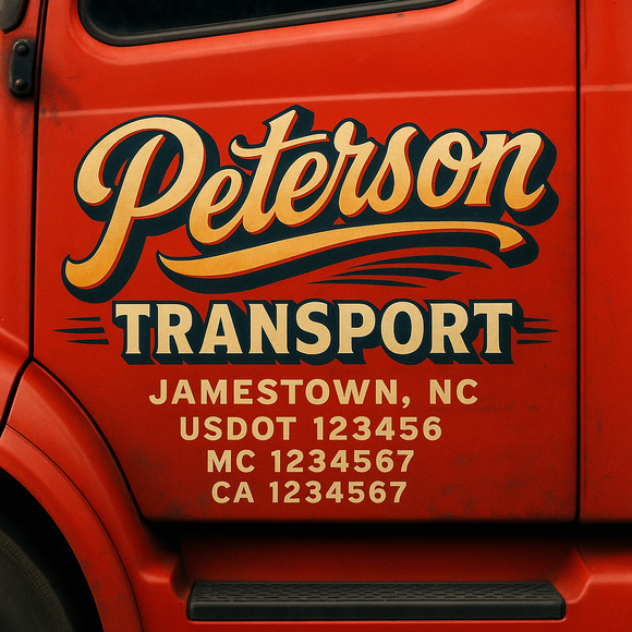 Truck Door Decal Sticker Lettering With USDOT, MC, CA, KYU, GVW & More | Custom Truck Door Decal Sticker Signs (Set of 2)