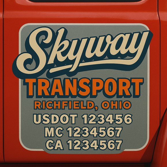 Truck Door Decal Sticker Lettering With USDOT, MC, CA, KYU, GVW & More | Custom Truck Door Decal Sticker Signs (Set of 2)