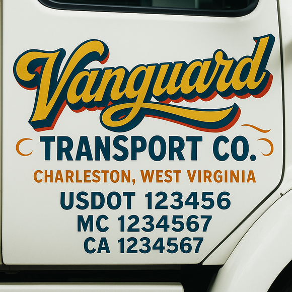 Truck Door Decal Sticker Lettering With USDOT, MC, CA, KYU, GVW & More | Custom Truck Door Decal Sticker Signs (Set of 2)