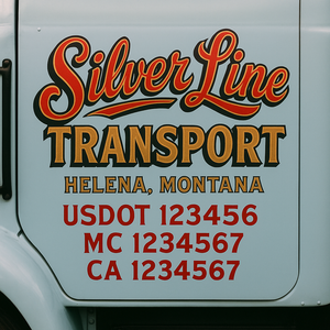 Truck Door Decal Sticker Lettering With USDOT, MC, CA, KYU, GVW & More | Custom Truck Door Decal Sticker Signs (Set of 2)