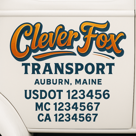 Truck Door Decal Sticker Lettering With USDOT, MC, CA, KYU, GVW & More | Custom Truck Door Decal Sticker Signs (Set of 2)