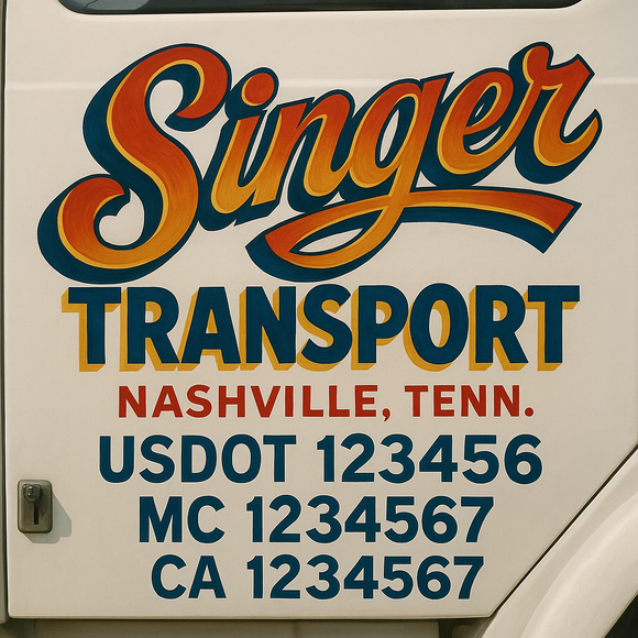 Truck Door Decal Sticker Lettering With USDOT, MC, CA, KYU, GVW & More | Custom Truck Door Decal Sticker Signs (Set of 2)