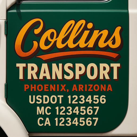 Truck Door Decal Sticker Lettering With USDOT, MC, CA, KYU, GVW & More | Custom Truck Door Decal Sticker Signs (Set of 2)