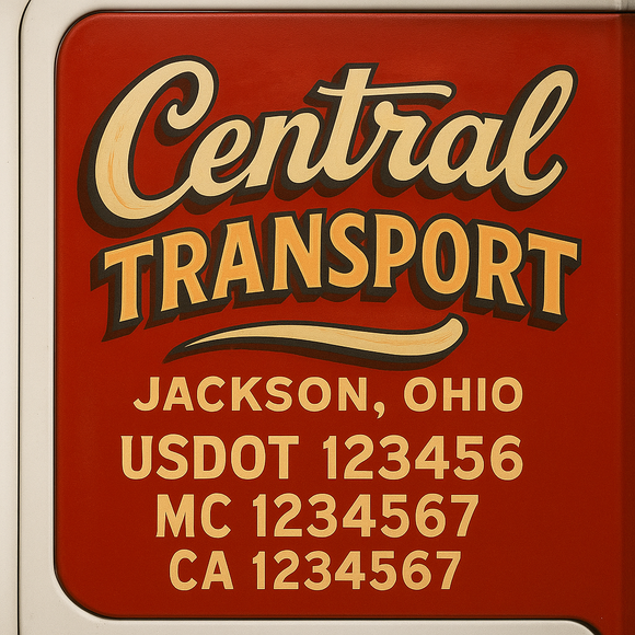 Truck Door Decal Sticker Lettering With USDOT, MC, CA, KYU, GVW & More | Custom Truck Door Decal Sticker Signs (Set of 2)