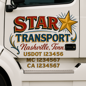 Truck Door Decal Sticker Lettering With USDOT, MC, CA, KYU, GVW & More | Custom Truck Door Decal Sticker Signs (Set of 2)