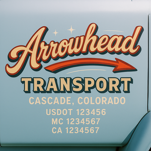 Truck Door Decal Sticker Lettering With USDOT, MC, CA, KYU, GVW & More | Custom Truck Door Decal Sticker Signs (Set of 2)