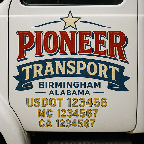 Truck Door Decal Sticker Lettering With USDOT, MC, CA, KYU, GVW & More | Custom Truck Door Decal Sticker Signs (Set of 2)