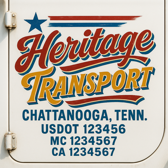Truck Door Decal Sticker Lettering With USDOT, MC, CA, KYU, GVW & More | Custom Truck Door Decal Sticker Signs (Set of 2)