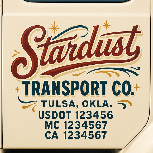 Truck Door Decal Sticker Lettering With USDOT, MC, CA, KYU, GVW & More | Custom Truck Door Decal Sticker Signs (Set of 2)