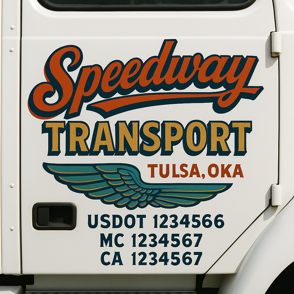 Truck Door Decal Sticker Lettering With USDOT, MC, CA, KYU, GVW & More | Custom Truck Door Decal Sticker Signs (Set of 2)