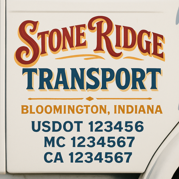 Truck Door Decal Sticker Lettering With USDOT, MC, CA, KYU, GVW & More | Custom Truck Door Decal Sticker Signs (Set of 2)