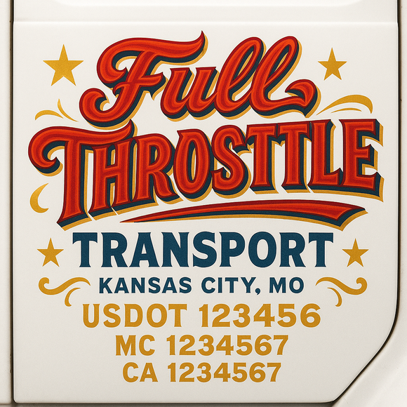 Truck Door Decal Sticker Lettering With USDOT, MC, CA, KYU, GVW & More | Custom Truck Door Decal Sticker Signs (Set of 2)