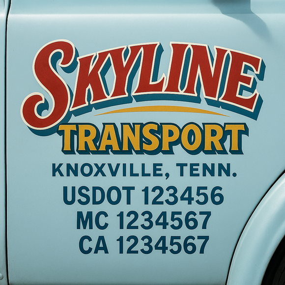 Truck Door Decal Sticker Lettering With USDOT, MC, CA, KYU, GVW & More | Custom Truck Door Decal Sticker Signs (Set of 2)