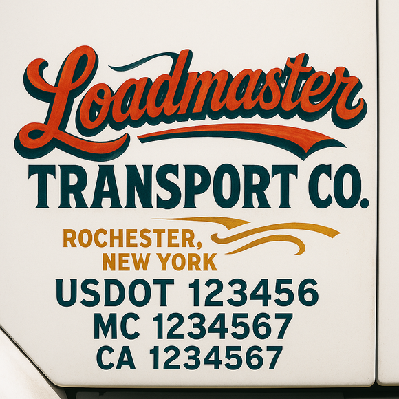 Truck Door Decal Sticker Lettering With USDOT, MC, CA, KYU, GVW & More | Custom Truck Door Decal Sticker Signs (Set of 2)