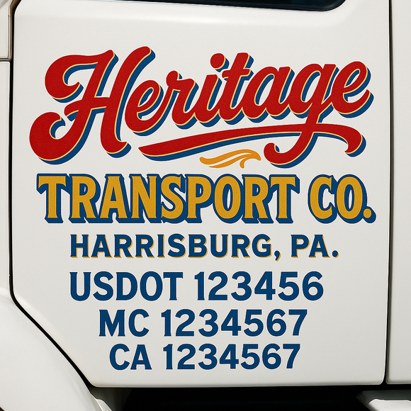 Truck Door Decal Sticker Lettering With USDOT, MC, CA, KYU, GVW & More | Custom Truck Door Decal Sticker Signs (Set of 2)