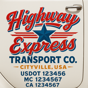 Truck Door Decal Sticker Lettering With USDOT, MC, CA, KYU, GVW & More | Custom Truck Door Decal Sticker Signs (Set of 2)