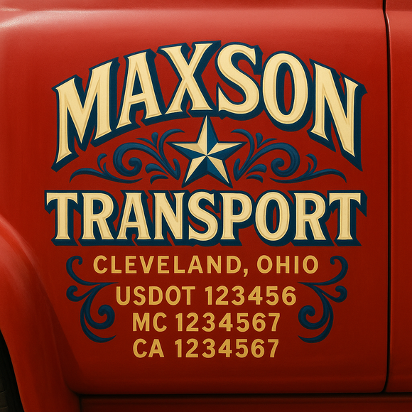 Truck Door Decal Sticker Lettering With USDOT, MC, CA, KYU, GVW & More | Custom Truck Door Decal Sticker Signs (Set of 2)