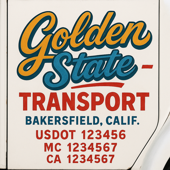 Truck Door Decal Sticker Lettering With USDOT, MC, CA, KYU, GVW & More | Custom Truck Door Decal Sticker Signs (Set of 2)