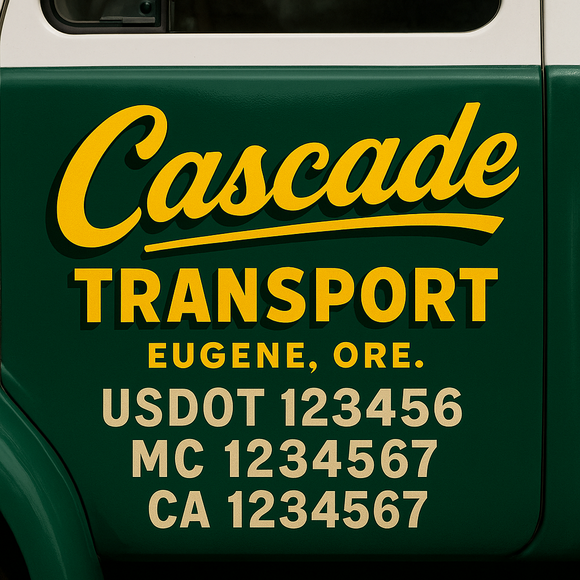 Truck Door Decal Sticker Lettering With USDOT, MC, CA, KYU, GVW & More | Custom Truck Door Decal Sticker Signs (Set of 2)