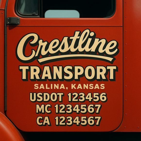 Truck Door Decal Sticker Lettering With USDOT, MC, CA, KYU, GVW & More | Custom Truck Door Decal Sticker Signs (Set of 2)