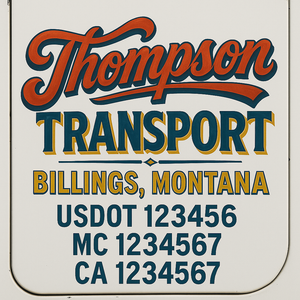 Truck Door Decal Sticker Lettering With USDOT, MC, CA, KYU, GVW & More | Custom Truck Door Decal Sticker Signs (Set of 2)