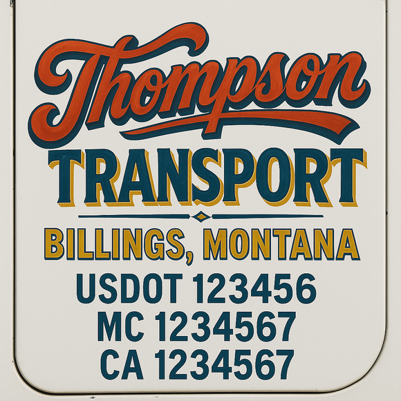 Truck Door Decal Sticker Lettering With USDOT, MC, CA, KYU, GVW & More | Custom Truck Door Decal Sticker Signs (Set of 2)