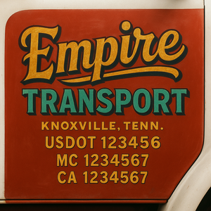 Truck Door Decal Sticker Lettering With USDOT, MC, CA, KYU, GVW & More | Custom Truck Door Decal Sticker Signs (Set of 2)