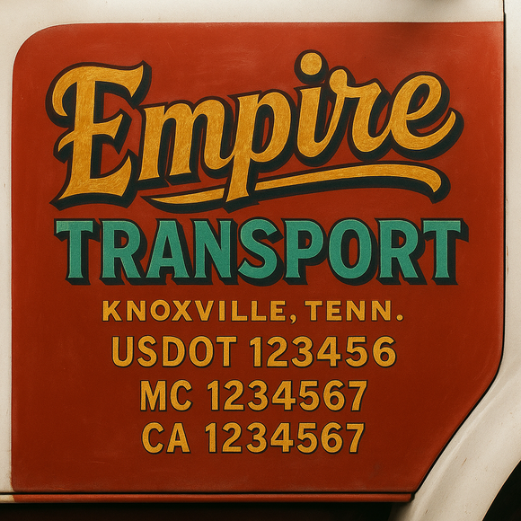 Truck Door Decal Sticker Lettering With USDOT, MC, CA, KYU, GVW & More | Custom Truck Door Decal Sticker Signs (Set of 2)